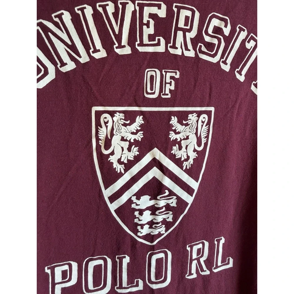 Polo Ralph Lauren Mens Classic Fit University Graphic Cotton Tee Burgundy Medium